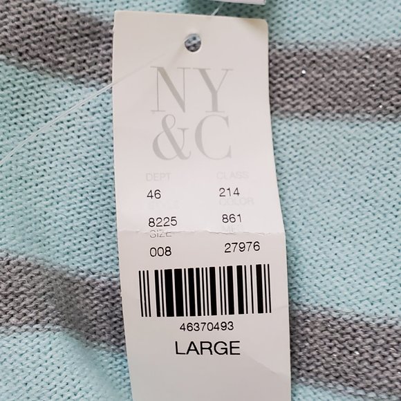 New York & Company Preppy Striped V-Neck Knit Sweater NEW NWT Size L - Picture 12 of 13